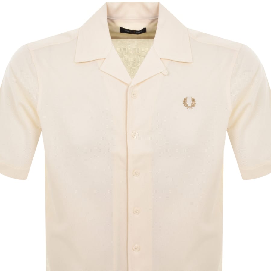 Image number 2 for Fred Perry Woven Mesh Short Sleeve Shirt Cream