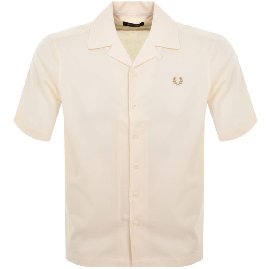 Image number 1 for Fred Perry Woven Mesh Short Sleeve Shirt Cream