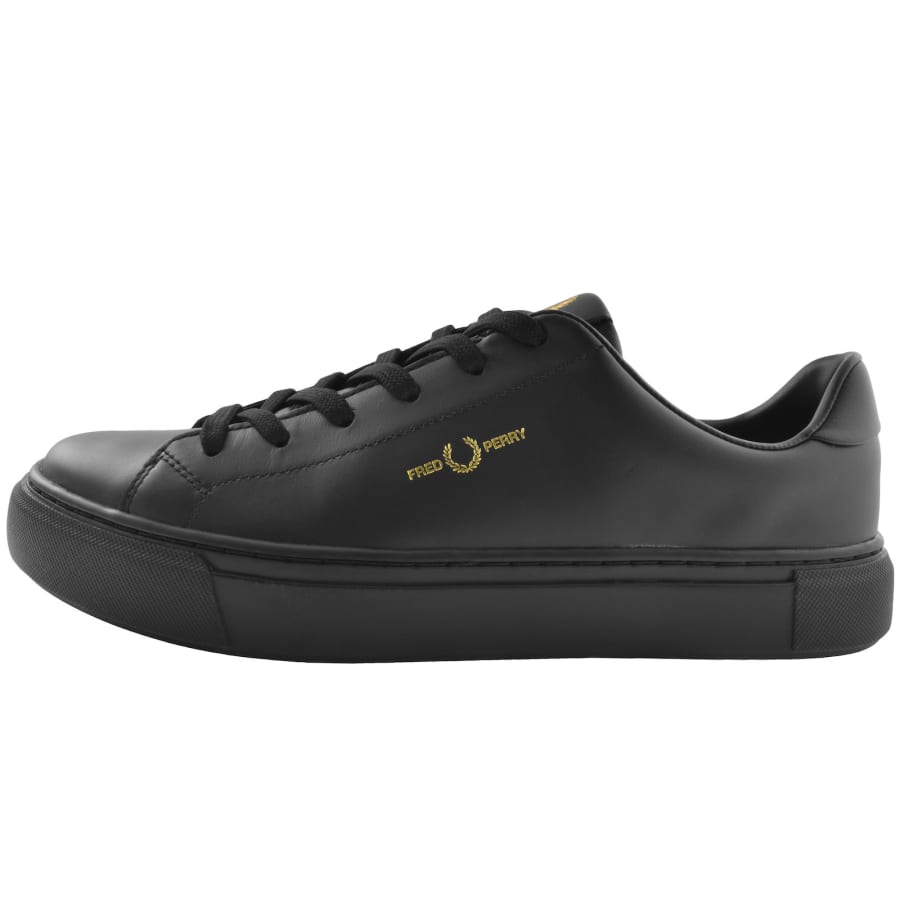 Fred perry black leather trainers cheap