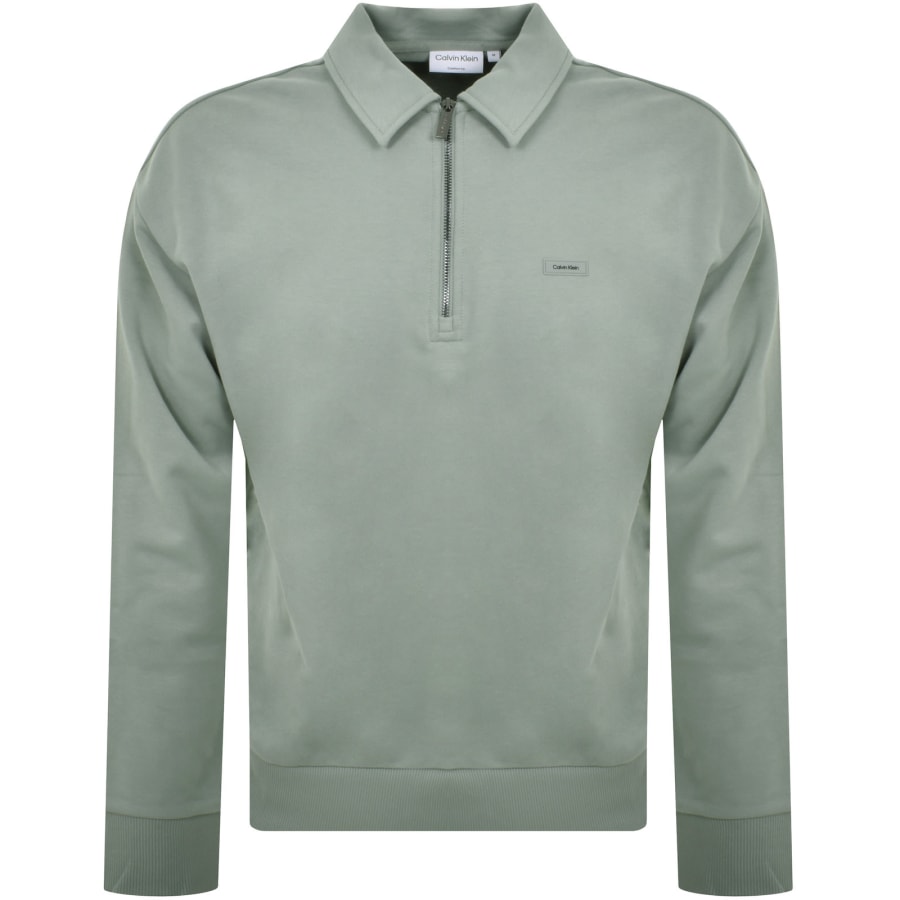 Calvin Klein Comfort Quarter Zip Sweatshirt Green Mainline Menswear Denmark