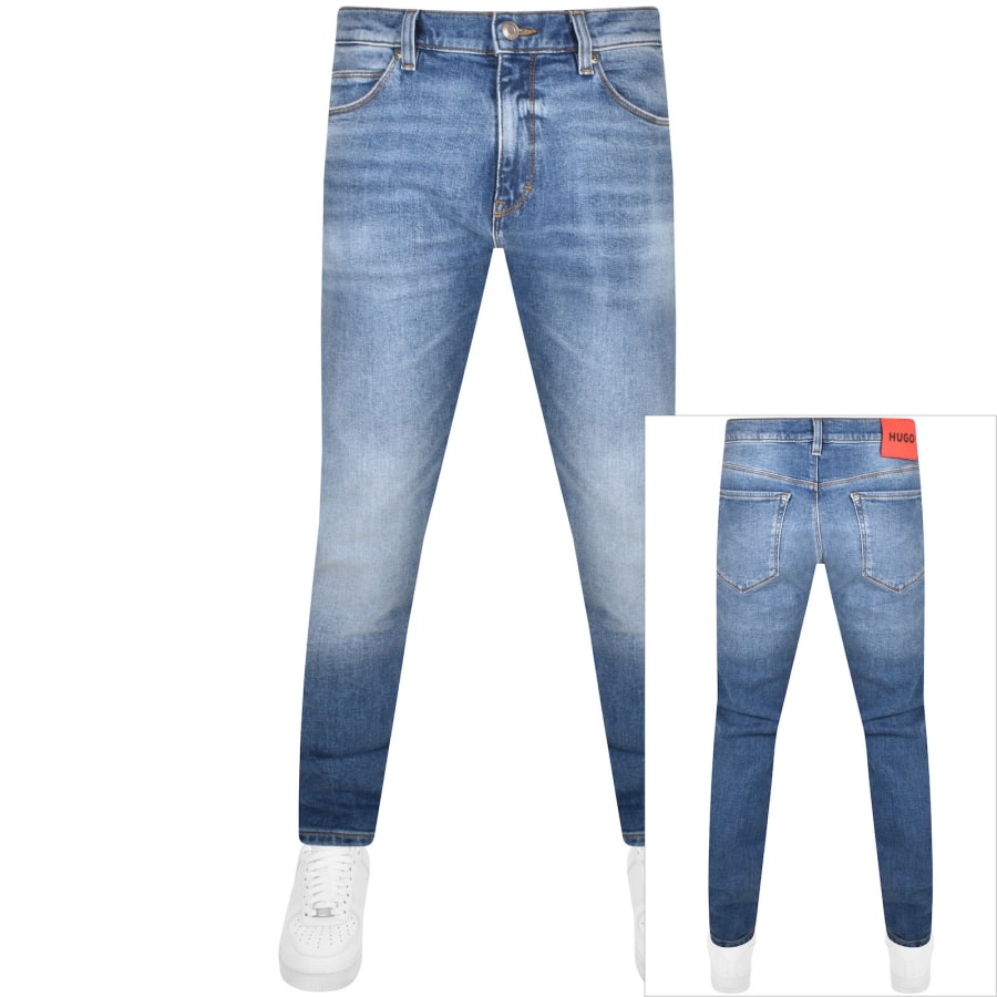 HUGO 708 Slim Fit Mid Wash Jeans Blue Mainline Menswear Denmark