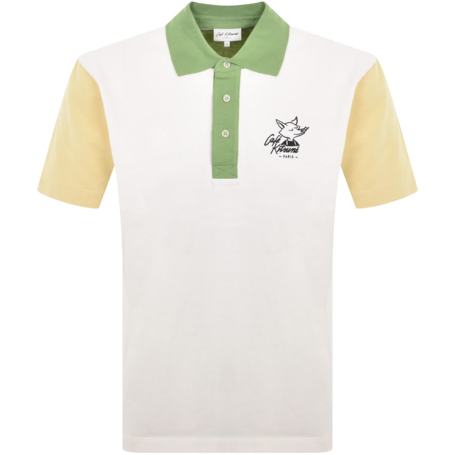 Image number 1 for Maison Kitsune Cafe Kitsune Polo T Shirt Beige