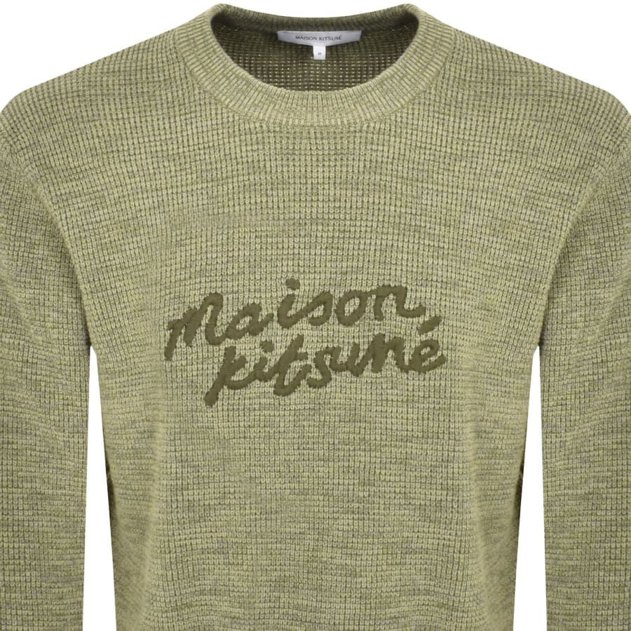 Image number 2 for Maison Kitsune Handwriting Knit Jumper Green