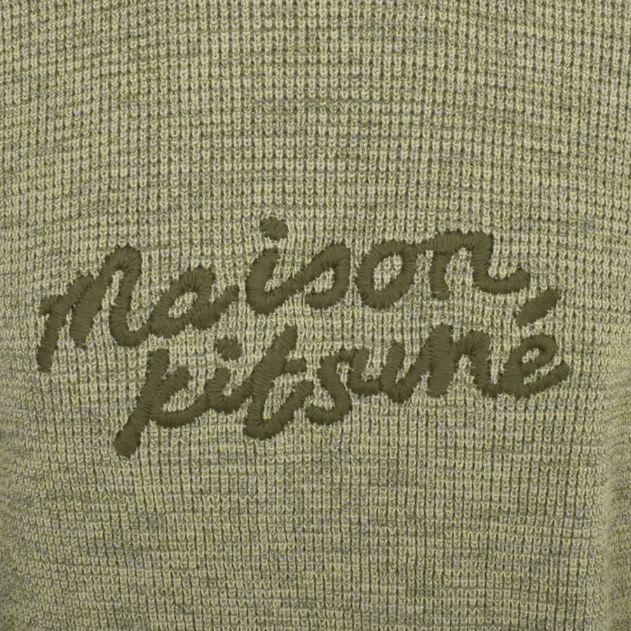 Image number 3 for Maison Kitsune Handwriting Knit Jumper Green