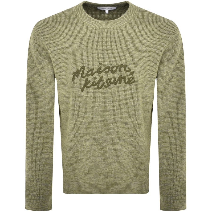 Image number 1 for Maison Kitsune Handwriting Knit Jumper Green