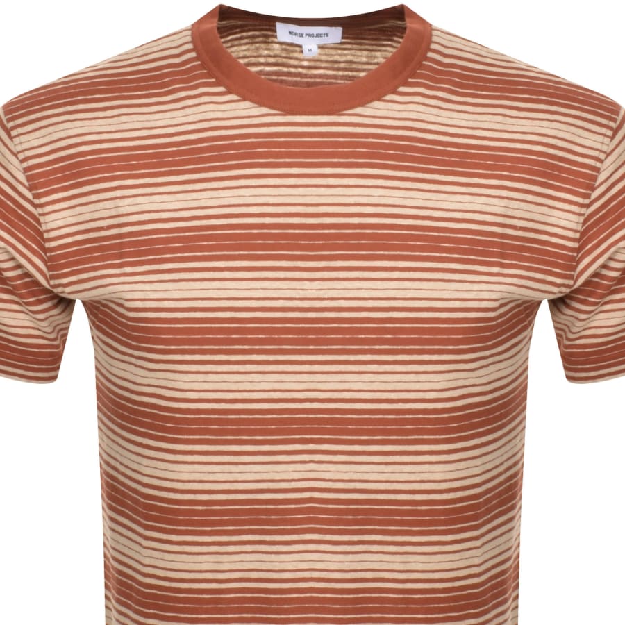 Image number 2 for Norse Projects Johannes Spaced Stripe T Shirt Red