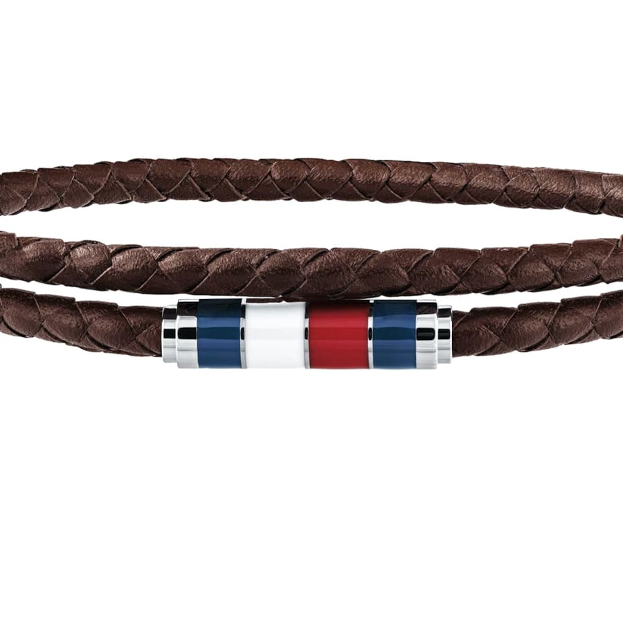 Image number 2 for Tommy Hilfiger Double Wrap Leather Bracelet Brown