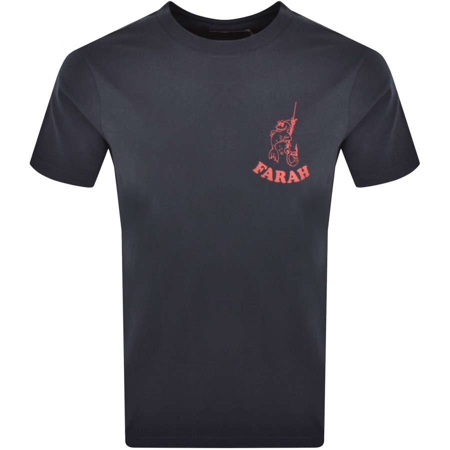 Image number 2 for Farah Vintage Stockwell Graphic T Shirt Navy