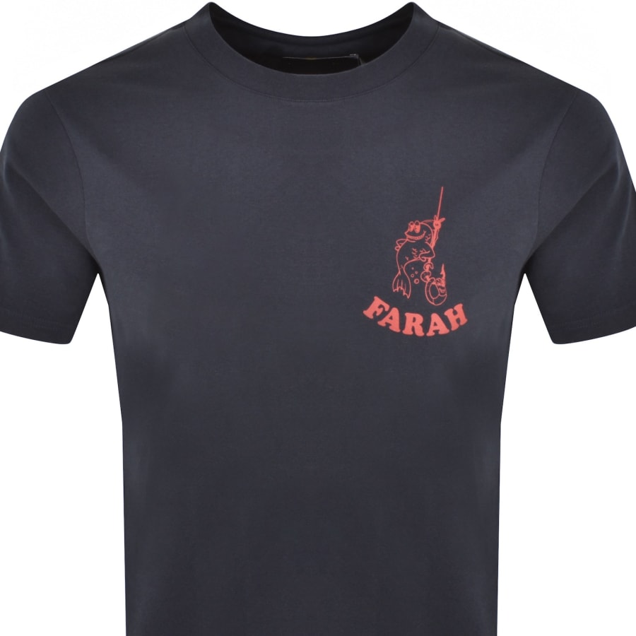 Image number 3 for Farah Vintage Stockwell Graphic T Shirt Navy
