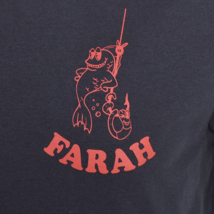 Image number 4 for Farah Vintage Stockwell Graphic T Shirt Navy