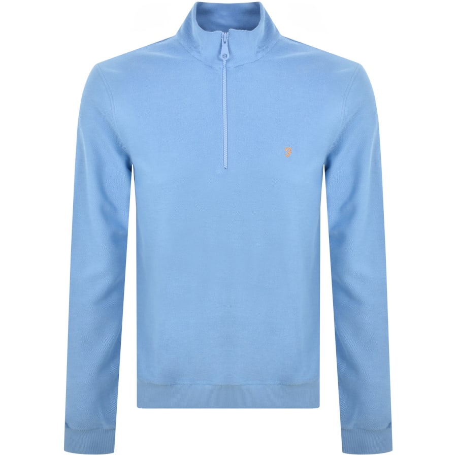 Image number 1 for Farah Weah Half Zip Sweatshirt Blue