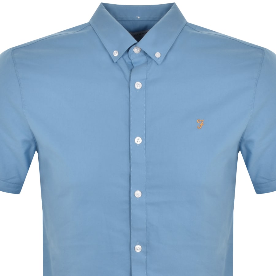 Image number 2 for Farah Vintage Brewer Slim Short Sleeve Shirt Blue