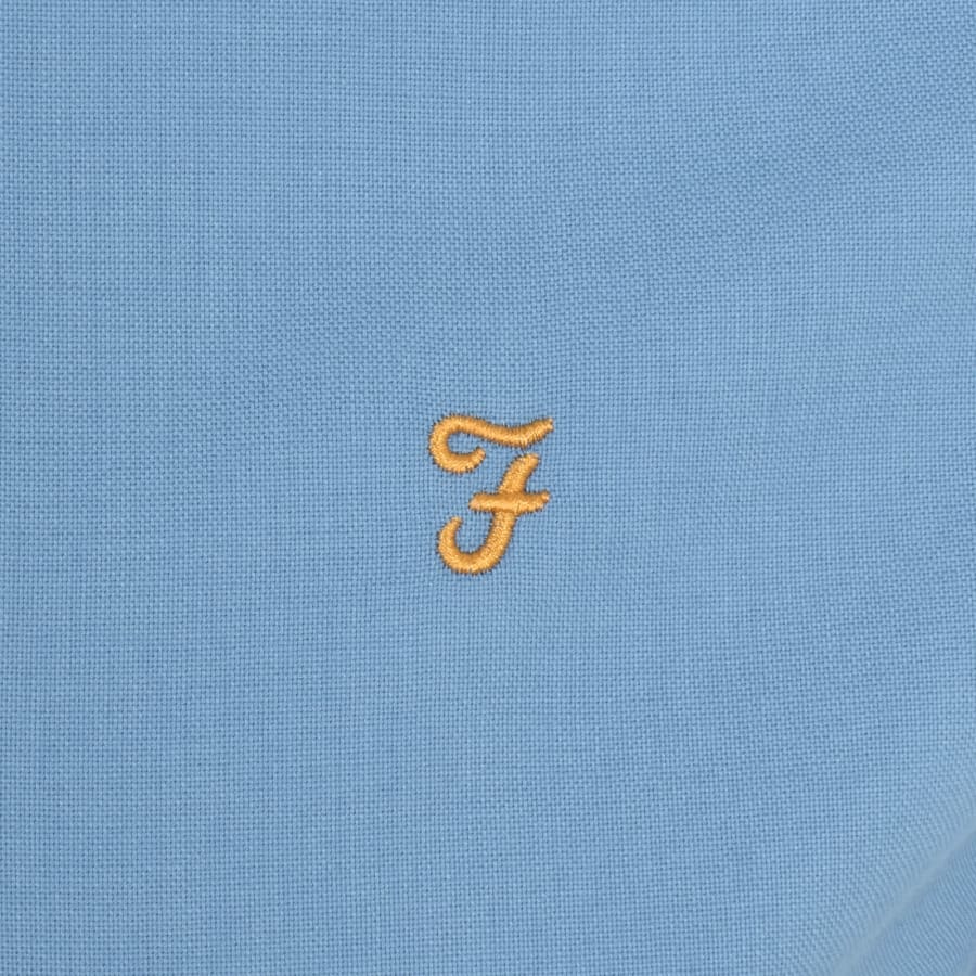 Image number 3 for Farah Vintage Brewer Slim Short Sleeve Shirt Blue