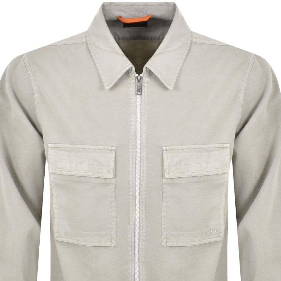 BOSS Lovel Full Zip Overshirt Beige Mainline Menswear Denmark