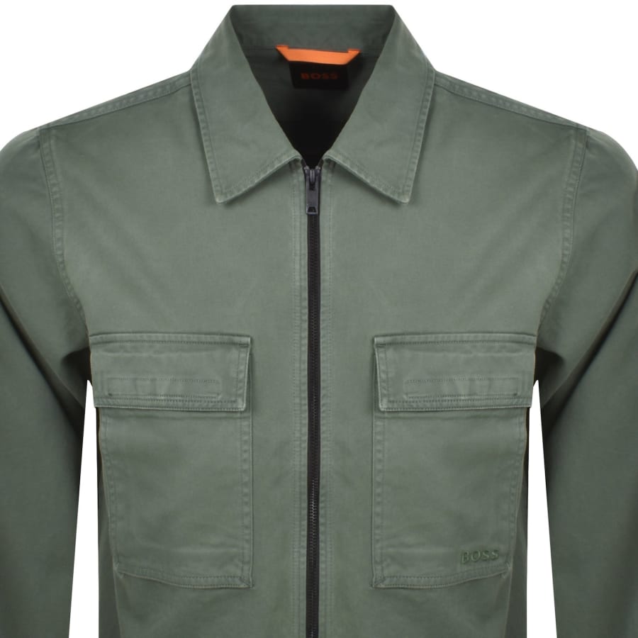 BOSS Lovel Full Zip Overshirt Green Mainline Menswear