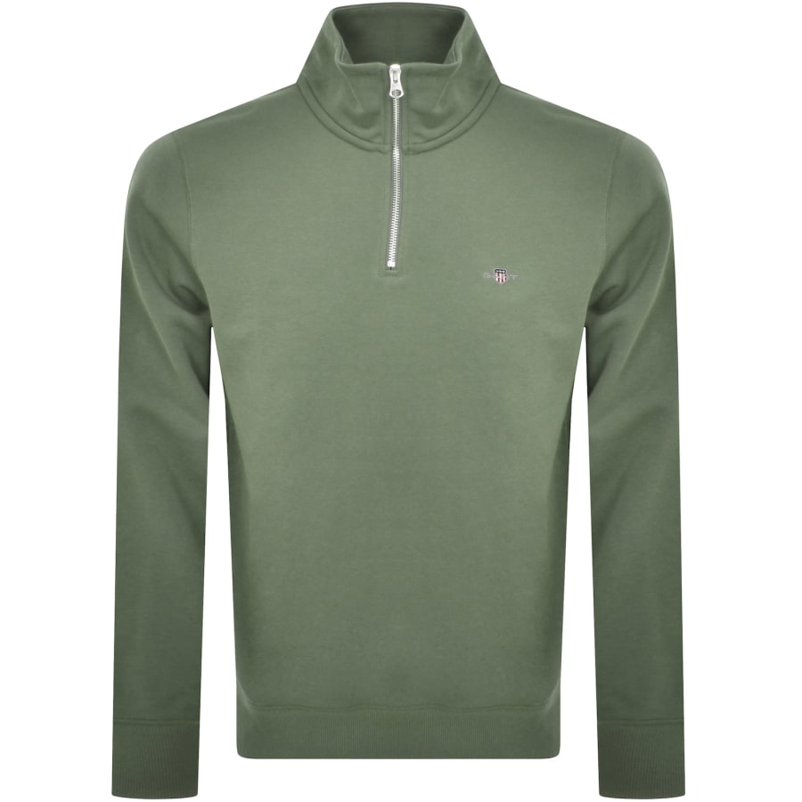 Gant Shield Logo Half Zip Sweatshirt Green