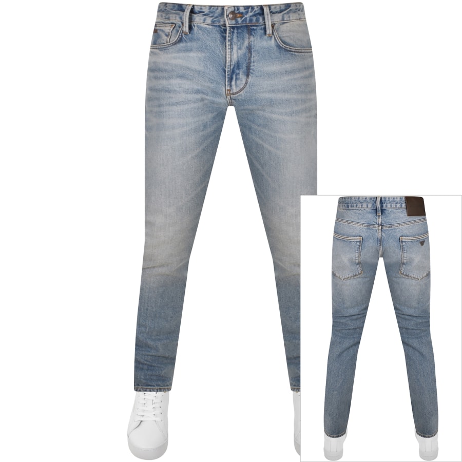 Emporio Armani J06 Slim fit jeans in rinse wash stretch denim with dirty effect treatment Man Blue Size 30 32