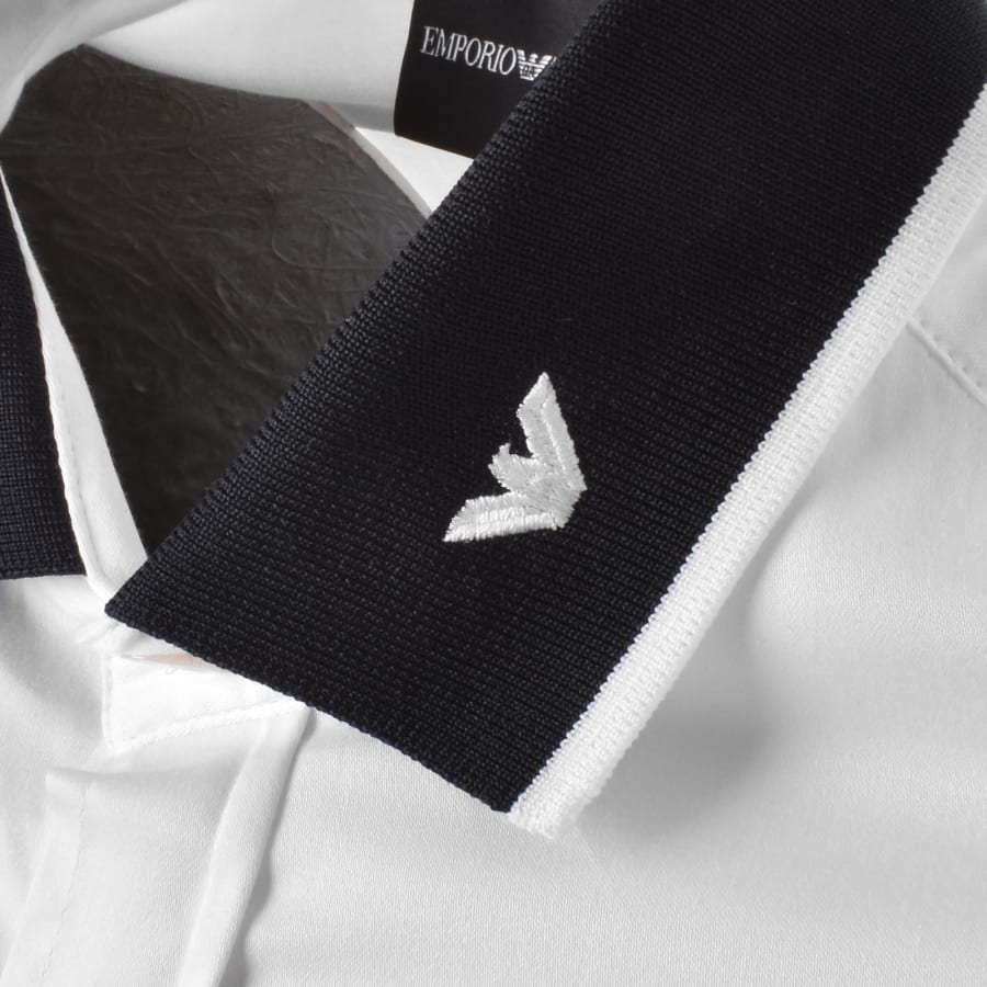 Emporio Armani Satin shirt with contrasting ribbed collar Man White Size L