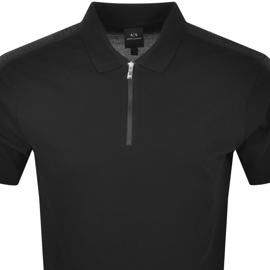 Armani Exchange Logo Tape Quarter Zip Short Sleeve Polo Shirt S
