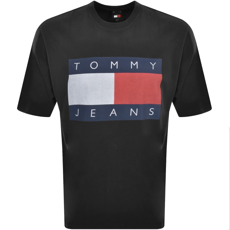 Tommy Jeans unisex large flag logo t shirt in Black