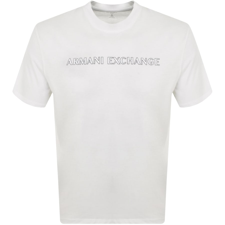 Image number 1 for Armani Exchange Flocked Logo T Shirt White