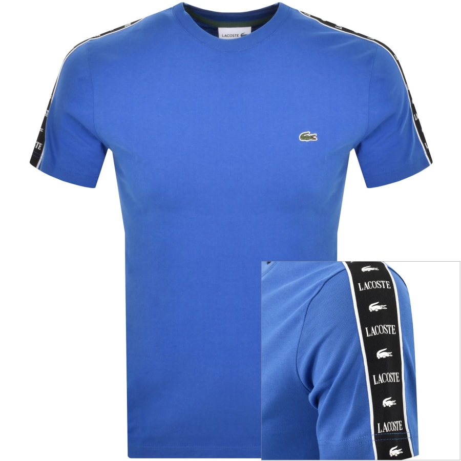 Lacoste Tape Logo Crew Neck T Shirt Blue Mainline Menswear United States