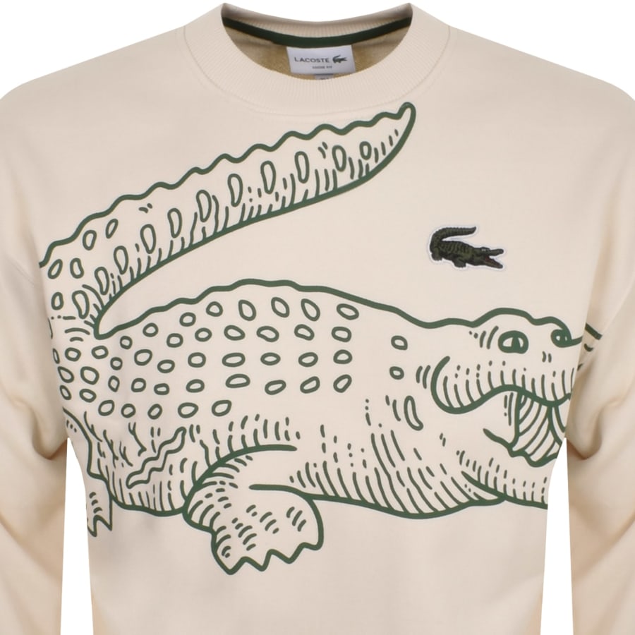 Image number 2 for Lacoste Crew Neck Sweatshirt Cream