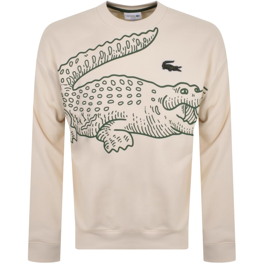 Image number 1 for Lacoste Crew Neck Sweatshirt Cream