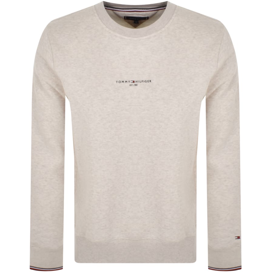 Image number 1 for Tommy Hilfiger Logo Tipped Sweatshirt Beige