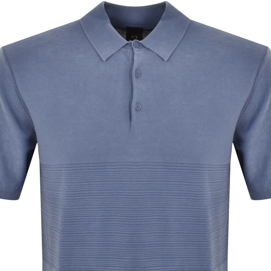 Image number 2 for Armani Exchange Logo Knit Polo T Shirt Blue