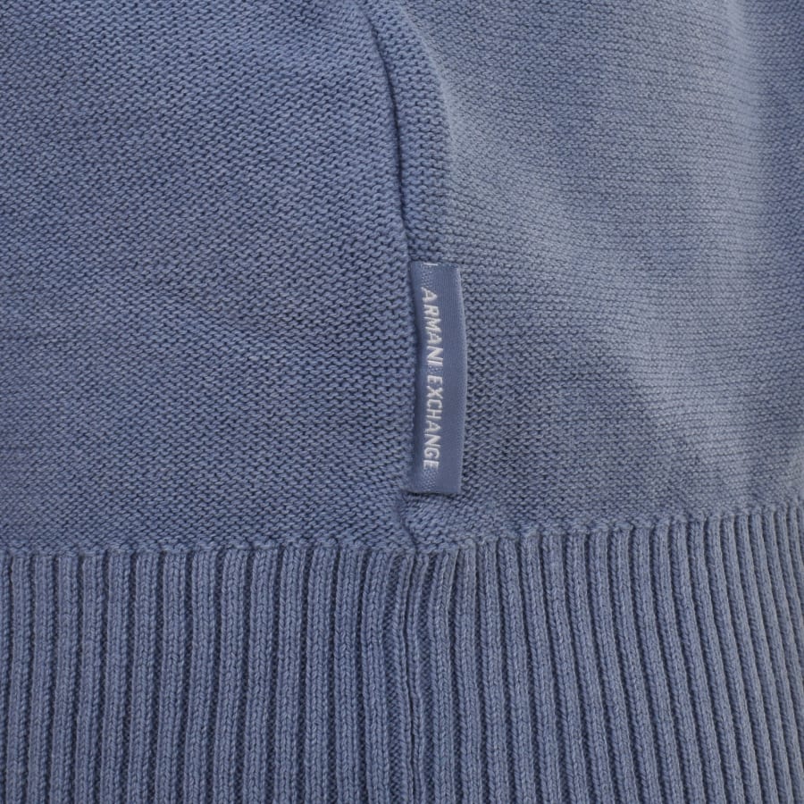 Image number 3 for Armani Exchange Logo Knit Polo T Shirt Blue