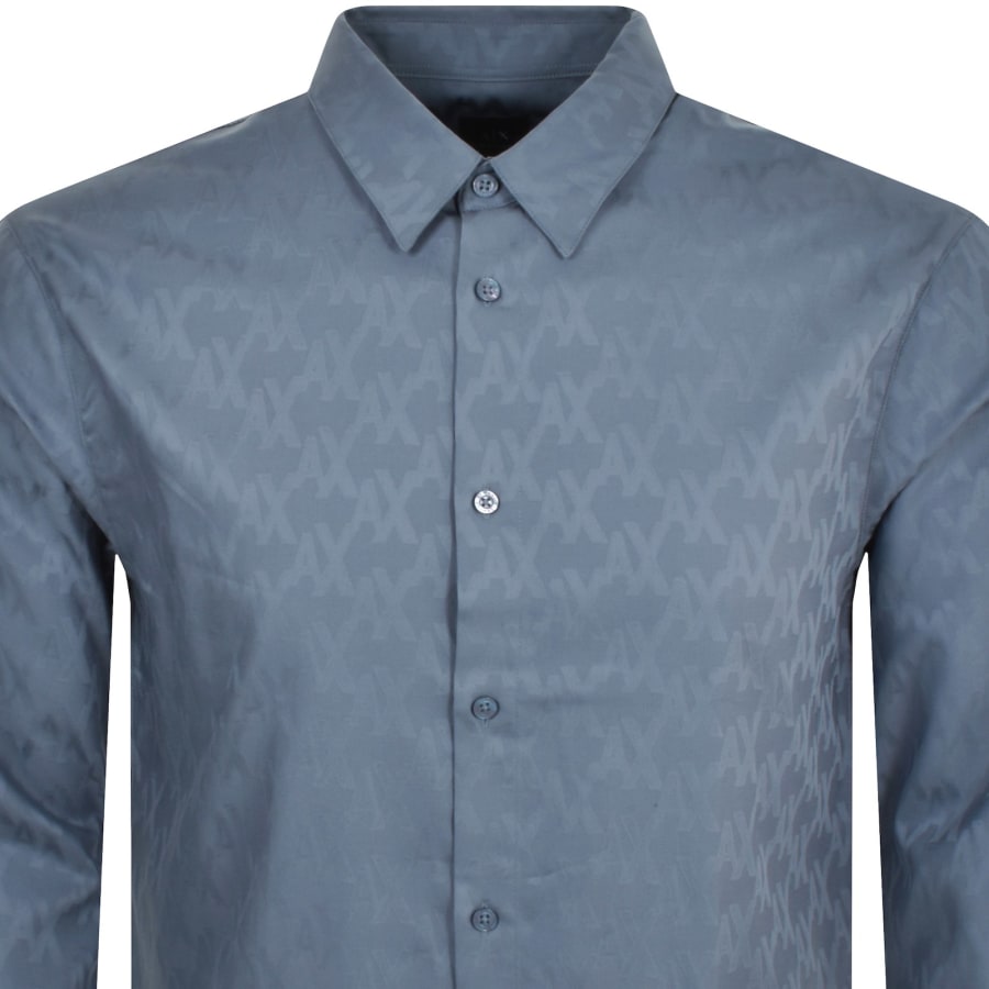 Armani long sleeve shirt blue on sale
