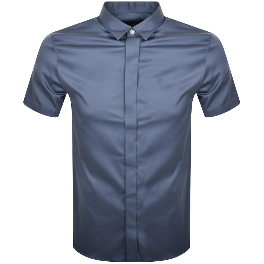 Blue armani exchange shirt new arrivals