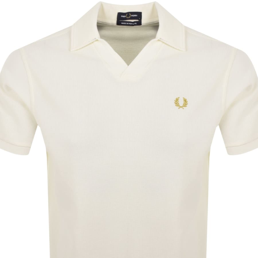Fred Perry Waffle Polo T Shirt Cream
