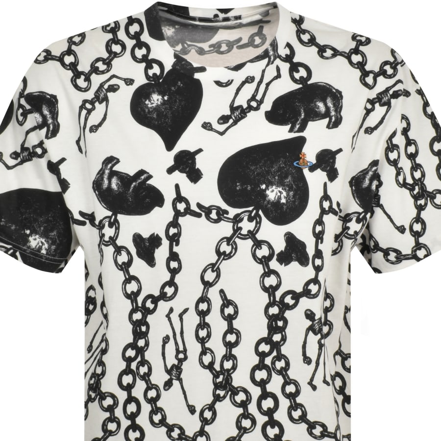 Image number 2 for Vivienne Westwood Heart Chain T Shirt Cream