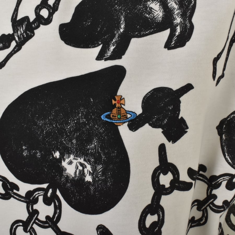 Image number 3 for Vivienne Westwood Heart Chain T Shirt Cream