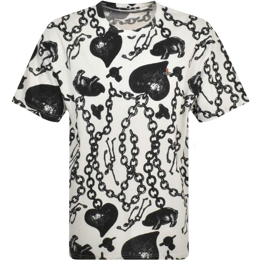 Image number 1 for Vivienne Westwood Heart Chain T Shirt Cream