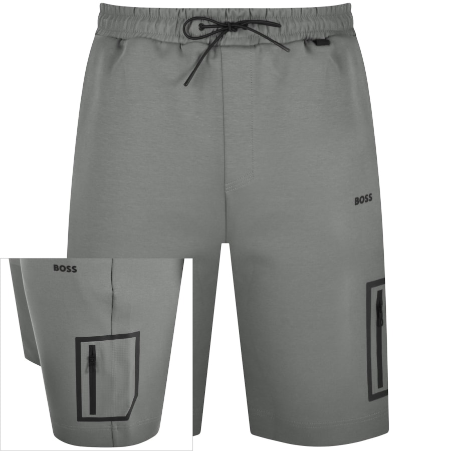 Boss grey shorts discount