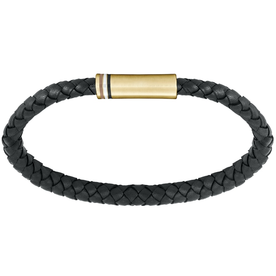 Image number 2 for BOSS Aresi Braided Leather Bracelet Black