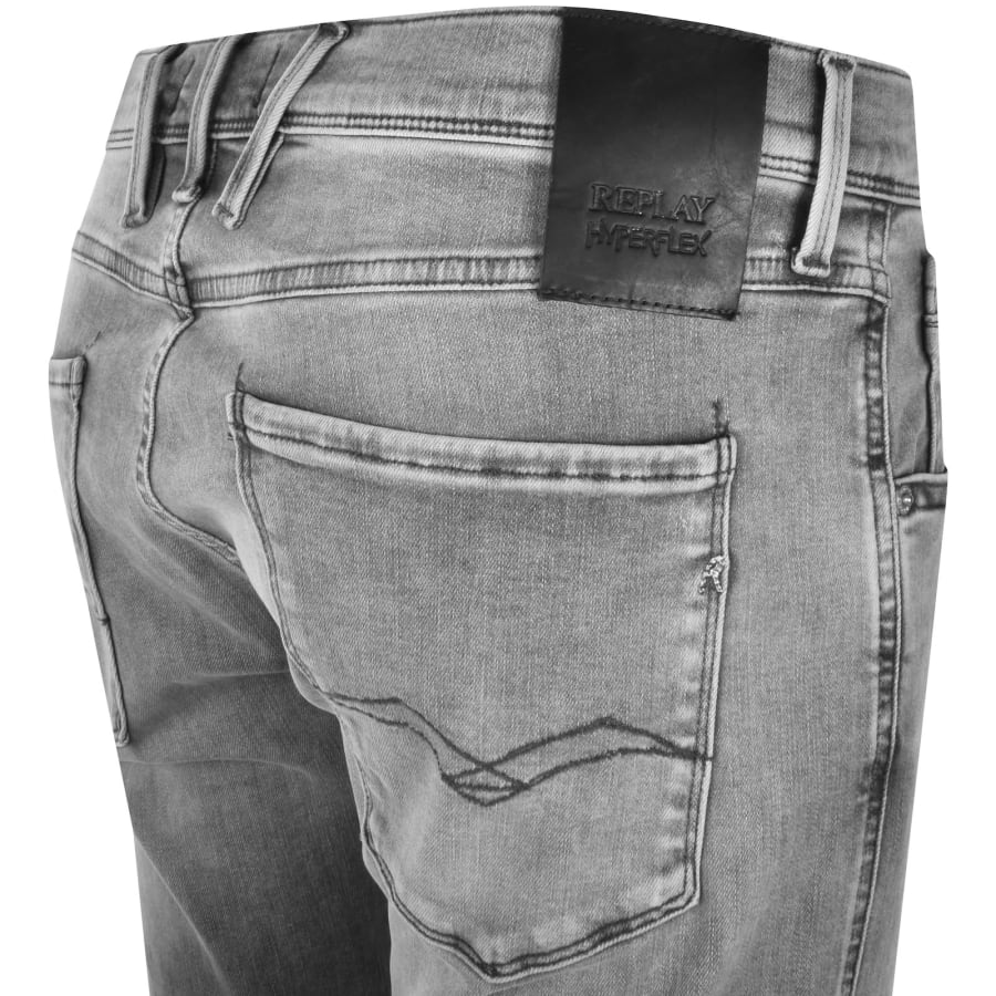Image number 4 for Replay Anbass Slim Fit Light Wash Jeans Grey