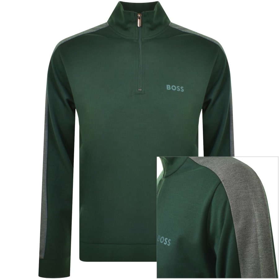 BOSS Quarter Zip Sweatshirt Green
