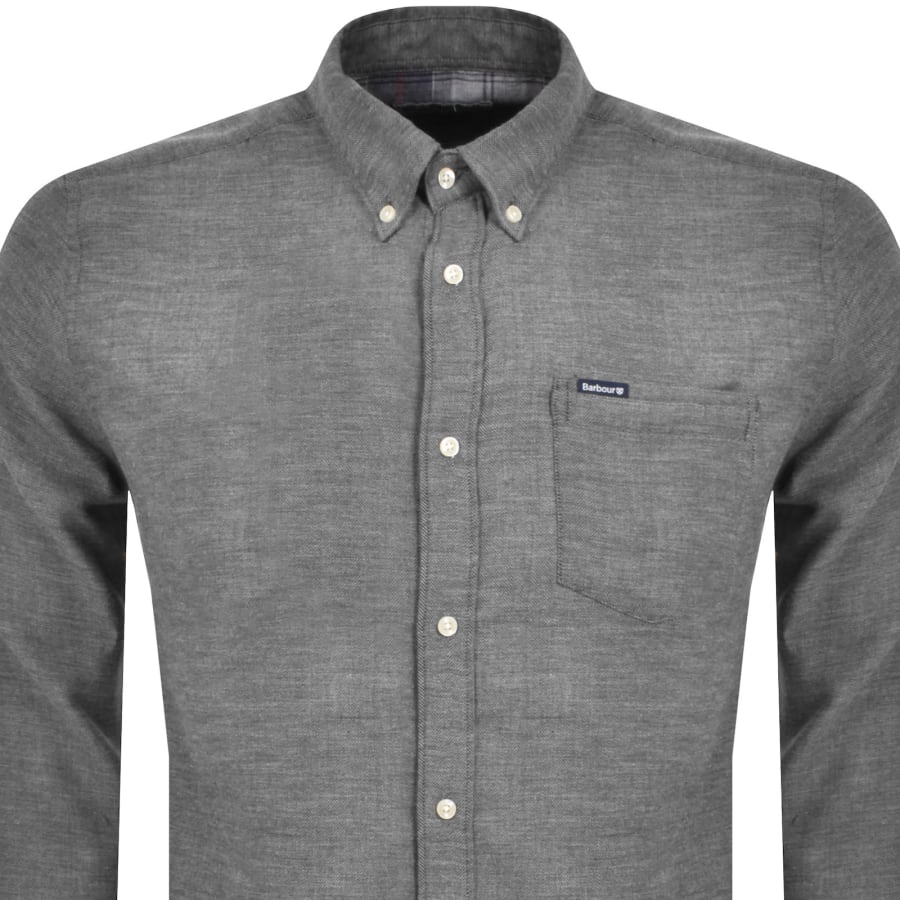 Image number 2 for Barbour Buckley Herringbone Tailored Shirt Grey