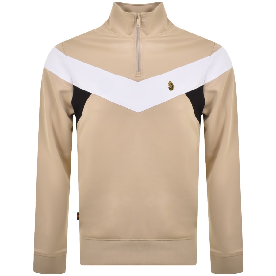 Image number 1 for Luke 1977 Quarter Zip Kratos Sweatshirt Beige