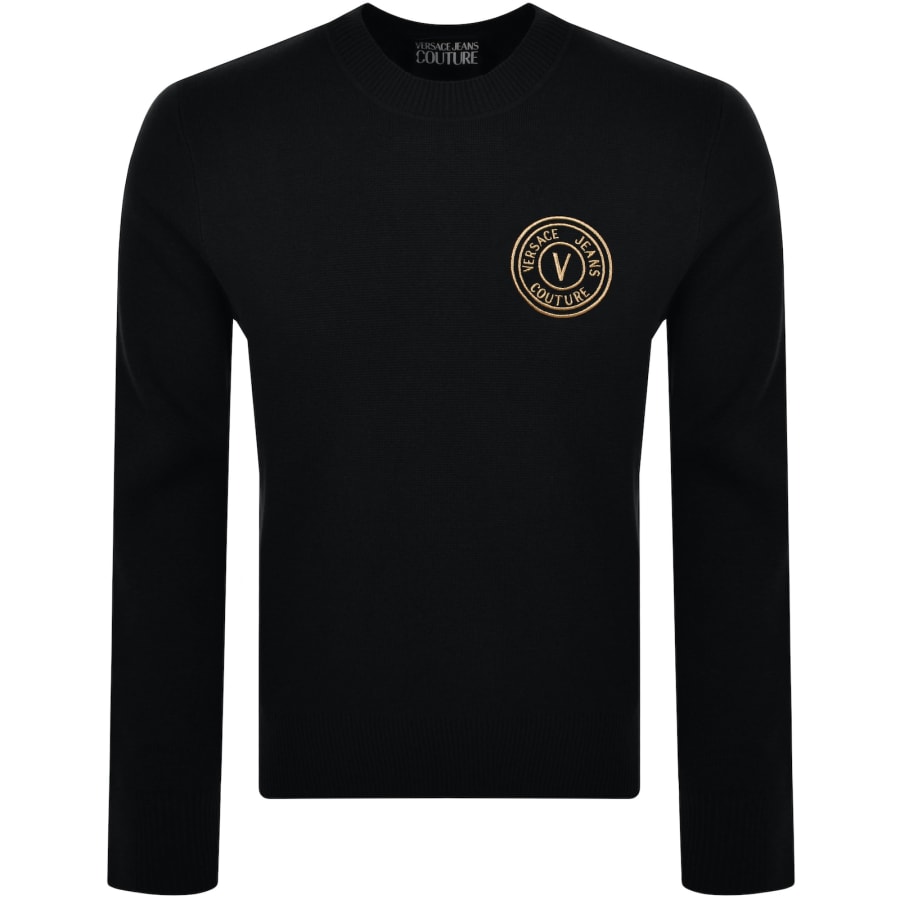 Versace Jeans Couture V Emblem Slim Fit Sweater Male Black gold S