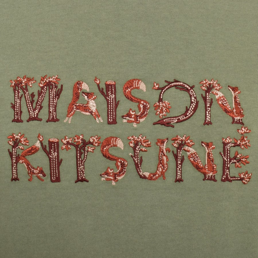 Image number 3 for Maison Kitsune Woodland T Shirt Green