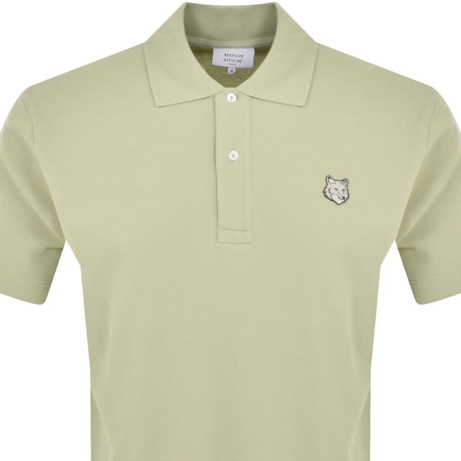 Image number 2 for Maison Kitsune Fox Head Polo T Shirt Green