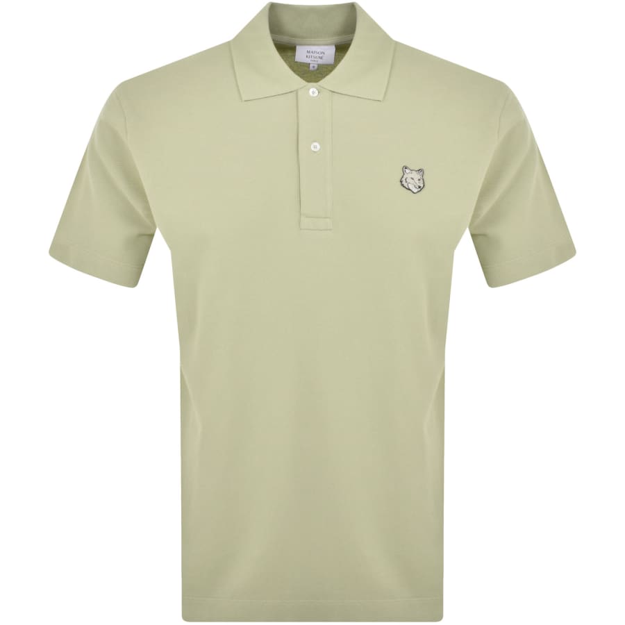 Image number 1 for Maison Kitsune Fox Head Polo T Shirt Green