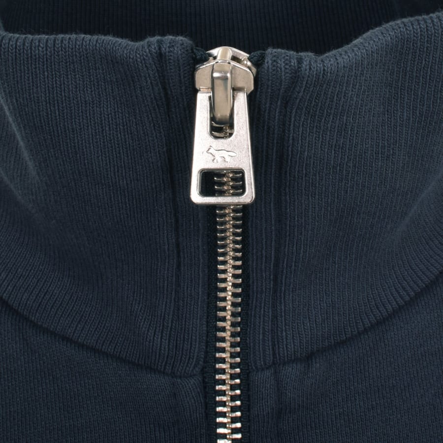 Image number 4 for Maison Kitsune Half Zip Sweatshirt Blue