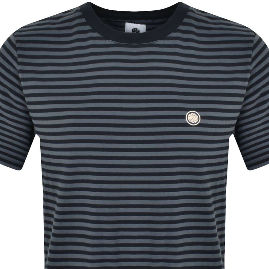 Image number 2 for Pretty Green Travis Stripe Crew Neck T Shirt Navy