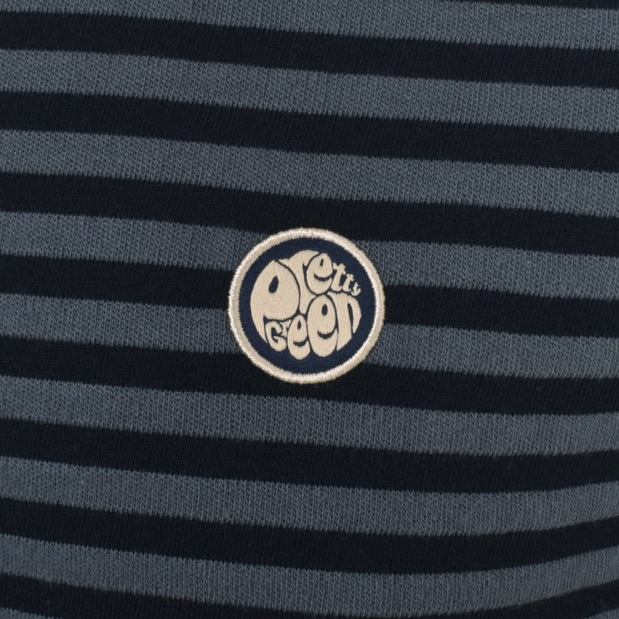 Image number 3 for Pretty Green Travis Stripe Crew Neck T Shirt Navy